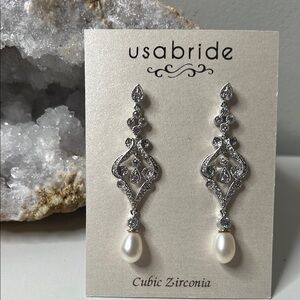 Silver and Pearl Drop Earrings